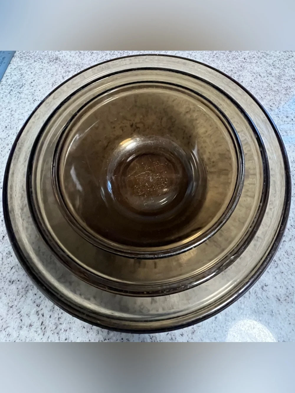 Anchor Hocking Smoky Brown Glass Mixing Bowl Set 3 Nesting Bowls Vintage USA